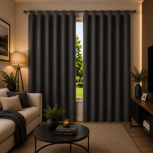 Cortina Black- Out com alças 200x200cm- Cinza