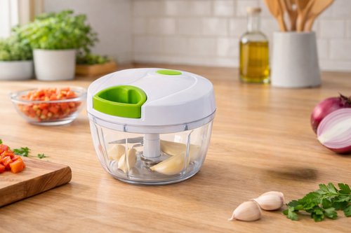 Processador De Alimentos Manual 500ml 3 Lâminas Corda Retrátil