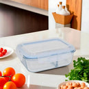 Pote Retangular Hermético Com Divisória Vidro 1520ml
