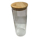 Pote de Hermetico Vidro Borossilicato Liso com Tampa de Bambu 1,8L