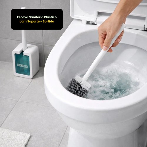 Escova Sanitária Plástico com Suporte - Sortida