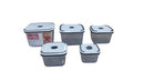 Conjunto 5 Potes Herméticos Quadrado de Plástico Com Tampa
