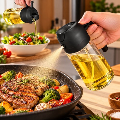 Borrifador Galheteiro Azeite Vinagre 470Ml Vidro Dosador - Sortida