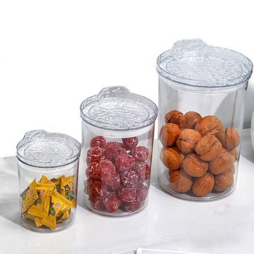 Conjunto 3 Potes Hermético Redondo de Plástico Com Tampa