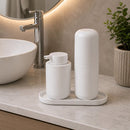 Kit para Banheiro com Porta Escova de Dentes, Porta Sabonete Líquido e Bandeja - Branco