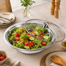 Travessa Redonda com Tampa de Vidro 36cm de Inox