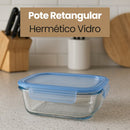 Pote Retangular Hermético Vidro 370ml