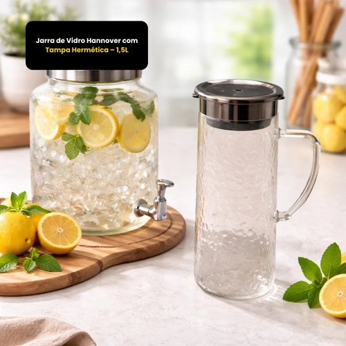 Jarra de Vidro Hannover com Tampa Hermética – 1,5L