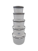 Conjunto 5 Potes Herméticos de Plástico Com Tampa