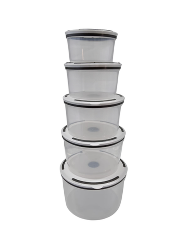 Conjunto 5 Potes Herméticos de Plástico Com Tampa